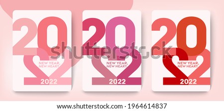 Design New Year New Concept of 2022, Happy New Year set. Sweet Pink trendy typography logo 2022 for celebration, Vector EPS 10