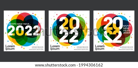 Design concept of 2022 Happy New Year set. Templates with typography logo 2022 for celebration, Colorful geometric backgrounds for branding, banner, cover, card, social media, poster, Vector EPS 10.