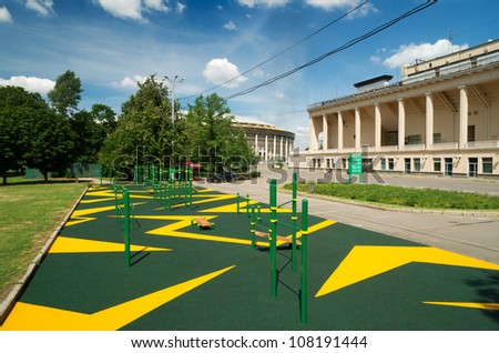 Sports gymnastic ground on the street in Luzhniki, Moscow