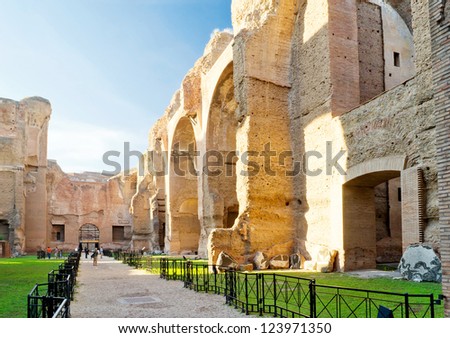 The Baths of Caracalla, ancient roman public baths, in Rome, Italy