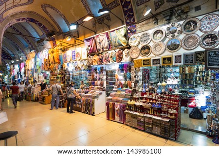 ISTANBUL - MAY 27: The Grand Bazaar on may 27, 2013 in Istanbul, Turkey. The Grand Bazaar is the oldest and the largest covered market in the world, with 61 covered streets and over 3000 shops.