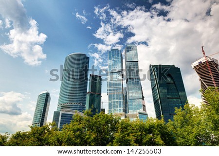 MOSCOW - JULY 11: Moscow-city (Moscow International Business Center) on july 11, 2013, Russia. Moscow-city is a modern commercial district in central Moscow.