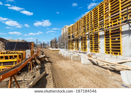 MOSCOW - APRIL 10: Construction site on april 10, 2014 in Moscow, Russia. Urban construction is at a faster pace in Russia.