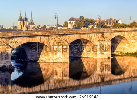 Old bridge over the Loire River in Blois, France