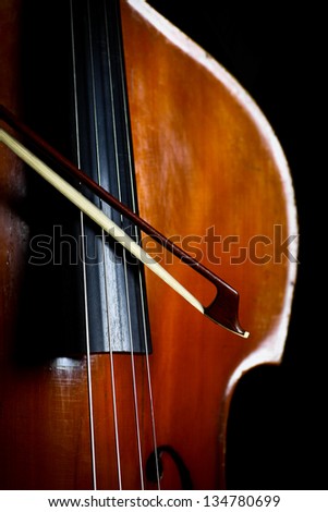Color detail of a vintage double bass
