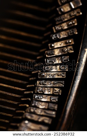 Color detail of the letters of a vintage typewriter.