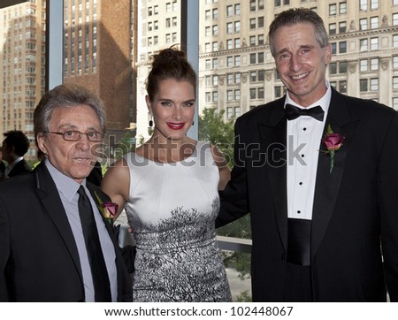 NEW YORK - MAY 12: Robert Duffy, Actress Brooke Shields and Frankie Valli attend a reception for the 2012 Ellis Island Medals of Honor at Ritz Carlton Battery Park on May 12, 2012 in New York City.
