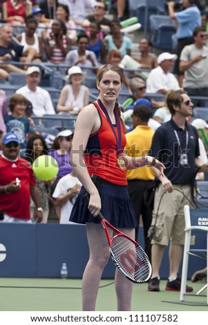 NEW YORK - AUGUST 25: Missy Franklin performs at Kids Day at US Open tennis tournament sponsored by Hess on August 25, 2012 in Queens New York