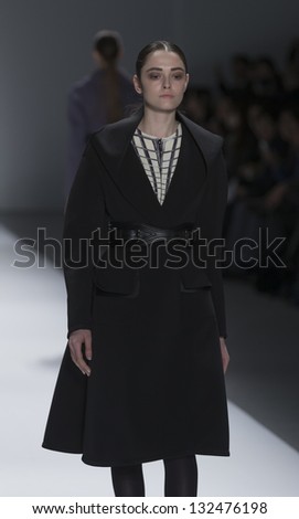 NEW YORK - FEBRUARY 07: Model walks runway at Fall 2013 show for Concept Korea collection by Lie Sang Bong at Mercedes-Benz Fashion Week at Lincoln Center on February 07, 2013 in New York