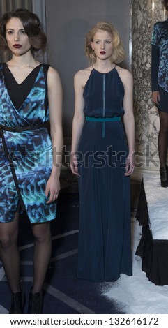 NEW YORK - MARCH 11: Models show off dresses at Fall 2013 presentation for collection by Daniel Vosovic at W Hotel Union Square on March 11, 2013 in New York