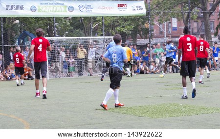 NEW YORK - JUNE 26: Charity soccer game for The Sixth Steve Nash Foundation Showdown at Sarah D. Roosevelt Park on June 26, 2013 in New York City.