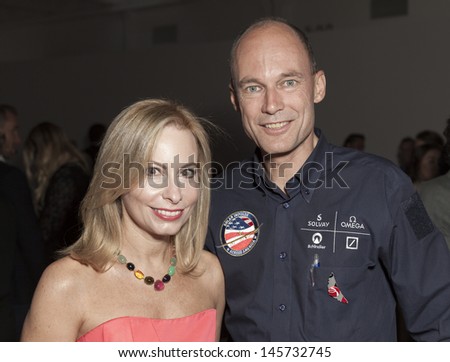 NEW YORK - JULY 10: Andre Borschberg, Gillian Minter attend dinner to celebrate Solar Impulse plane arrival in NYC at Center 548 on July 10, 2013 in New York City.