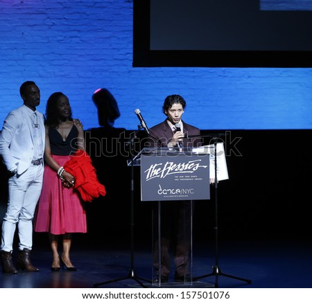 NEW YORK - OCTOBER 07: Herman Cornejo accepts award at the 2013 Bessies Awards at The Apollo Theater on October 7, 2013 in New York City