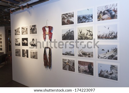NEW YORK, NY - JANUARY 30, 2014: Atmosphere at The Luxury collection hotels & resorts exhibition opening \'VISUAL JOURNEY PERU\' by Helena Christensen to benefit Oxfam at Bleecker Street Arts Club