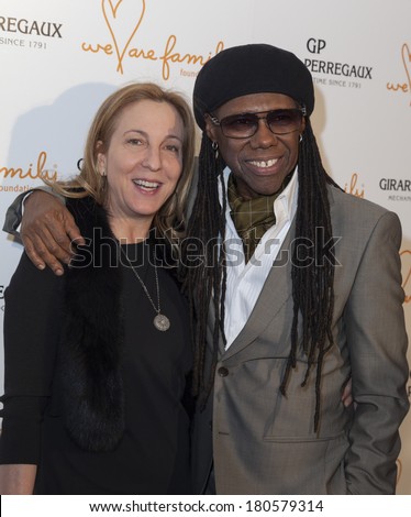 NEW YORK, NY - MARCH 06, 2014: Susan Rockefeller and Nile Rodgers attend the We Are Family Foundation 2014 Gala at Hammerstein Ballroom presented by Girard-Perregaux