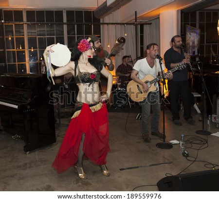 NEW YORK, NY - APRIL 26, 2014: Jazz band Debauche performs at 23rd annual Jazz loft party for Jazz Foundation of America at Hudson Studios