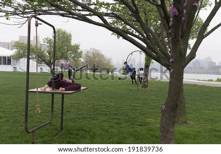 NEW YORK, NY - MAY 09, 2014: General atmosphere on first day of Frieze Art Fair on Randall\'s Island