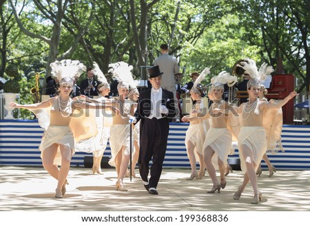 New York, USA - June 15, 2014: Gregory Moore, Dreamland Follies, Dreamland Orchestra & Michael Arenella perform at Jazz Era Lawn Party by Michael Arenella and Dreamland Orchestra on Governor's Island