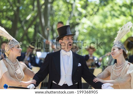 New York, USA - June 15, 2014: Gregory Moore, Dreamland Follies, Dreamland Orchestra & Michael Arenella perform at Jazz Era Lawn Party by Michael Arenella and Dreamland Orchestra on Governor\'s Island
