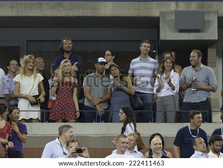 NEW YORK, NY - SEPTEMBER 2, 2014: Michael Kors, Alexa Chung, Elsa Hosk, Constance Jablonski, Brad Richards, Rechelle Jenkins attend match between Roger Federer & Bautista Agut at US Open in Queens