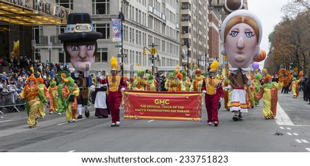 New York, NY USA - November 27, 2014: Atmosphere at the 88th Annual Macy\'s Thanksgiving Day Parade along Columbus Circle