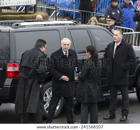 Brooklyn, NY - January 04, 2015: NYPD Commissioner Bill Bratton attends ceremony at Aievoli Funeral Home for the funeral of slain New York City Police Officer Wenjian Liu
