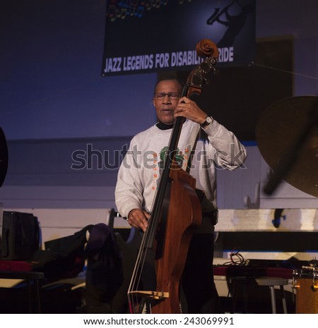 New York, NY - January 08, 2015: Bob Cranshaw plays as part of George Coleman quintetat Jazz Legends for Disability Pride concert at Quaker Friends Meeting House in Manhattan