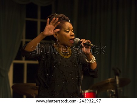 New York, NY - January 10, 2015: Catherine Russell performs at Greenwich House Music School as part of Winter Jazz Festival in Manhattan