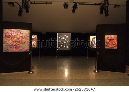 New York, NY - March 10, 2015: Art installation at Planet 50-50 by 2030: Step It Up for Gender Equality - United Nations conference in Hammerstein Ballroom