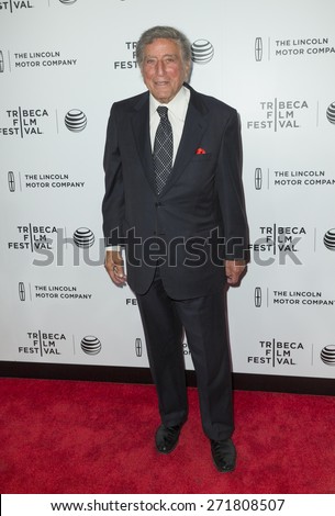 New York, NY - April 21, 2015: Tony Bennett attends Tribeca Film Festival screening of On The Town movie at Spring Studios