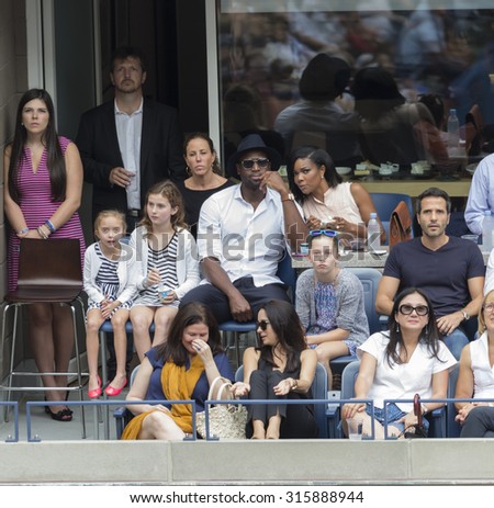 New York, NY - September 12, 2015: Dwayne Wade & Gabrielle Union attend final match between Flavia Pennetta of Italy and Roberta Vinci of Italy at US Open Championship