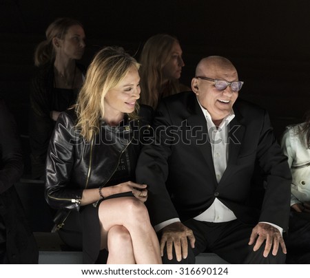 New York, NY - September 12, 2015: Lubov and Max Azria observe rehearsal for Herve Leger show by Max Azria during New York Fashion week at Arc at Moynihan Station