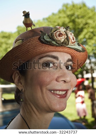 NEW YORK - JUNE 6: Woman in period clothing attends 5th Annual Jazz age concert and picnic on Governors Island on June 6 2009 in New York