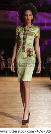 NEW YORK - FEBRUARY 13: Model walks the runway for Ouch Nigeria Collection during Fall 2010 at Couture Fashion Week at Waldorf Astoria on February 13, 2010 in New York