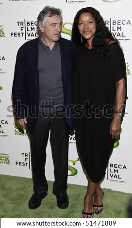 NEW YORK - APRIL 21: Actor Robert De Niro and Grace Hightower attend the 2010 Tribeca Film Festival opening night premiere of 'Shrek Forever After' at the Ziegfeld Theatre on April 21, 2010 in NYC