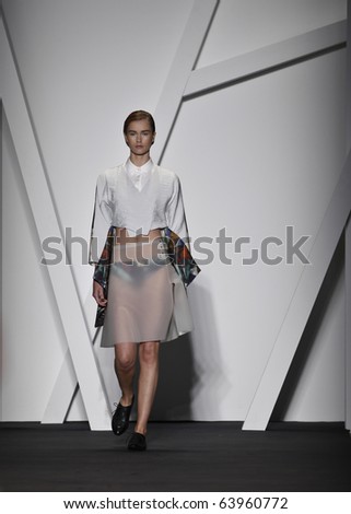 NEW YORK - SEPTEMBER 10: Model walks the runway for Michael Angel Collection Guli for Spring/Summer 2011 during Mercedes-Benz Fashion Week on September 10, 2010 in New York