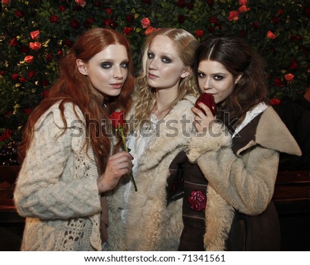NEW YORK - FEBRUARY 16: Models present clothes by Per Holknet and Karin Jimfelt-Gahtan at Odd Molly presentation at Mercedes-Benz Fall/Winter 2011 Fashion Week on February 16, 2011 in New York City.