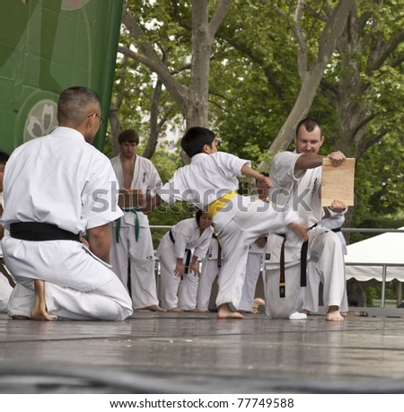 NEW YORK - MAY 22: Karate performance by members of international karate organization Kyokushinkaikann as part of 5th annual Japan Day in Central Park on May 22, 2011 in New York City