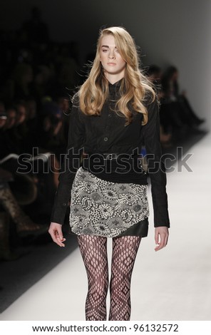 NEW YORK - FEBRUARY 11: Model walks runway for Vantan Tokyo collection by Cheryl Chee during Fashion week at Lincoln Center in Manhattan on February 11, 2012 in New York City