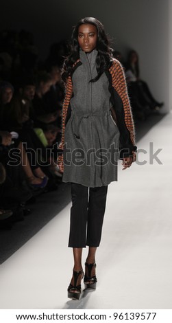 NEW YORK - FEBRUARY 11: Model walks runway for Vantan Tokyo collection by Yuya Kubohara during Fashion week at Lincoln Center in Manhattan on February 11, 2012 in New York City