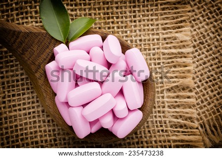 Homeopathic supplement. Alternative Medicine. Vitamin capsules.