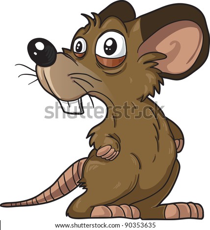 Scared Brown Mouse Vector Illustration, Isolated On White Background ...