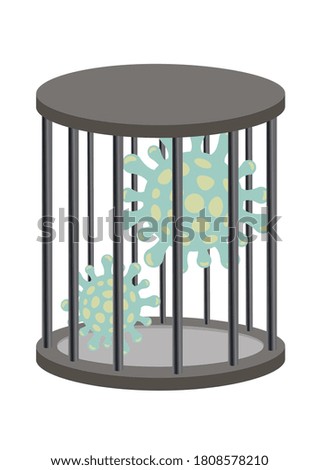 Lock up of virus in prison. Concept of virus control. Vector illustration