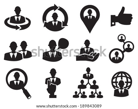 Vector illustration of business man icon set for human resource. 