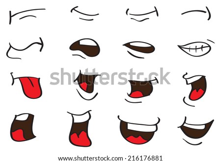 Vector illustration of cartoon mouth in different expressions