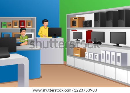 A vector illustration of Family Owned Electronic Store