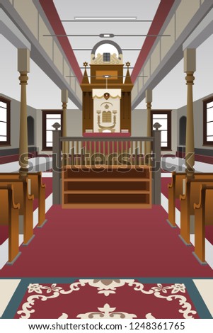 A vector illustration of Interior of a Synagogue 