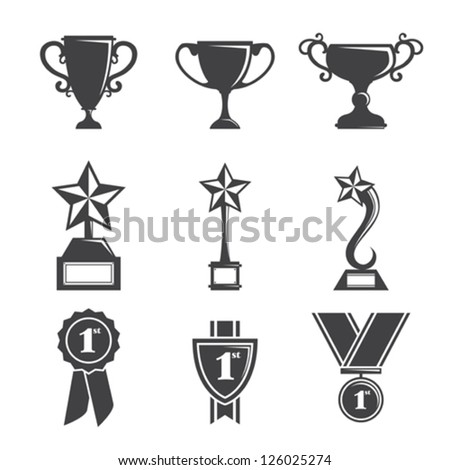 A vector illustration of a set of trophy icons