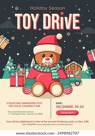 A vector illustration of Holiday Season Toy Drive Poster