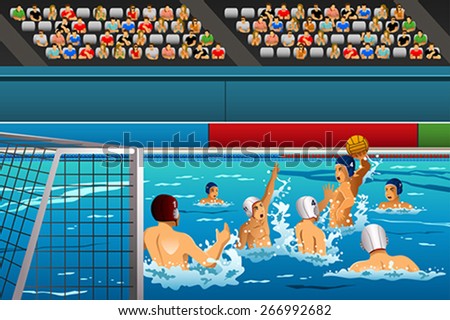 A vector illustration of water polo athletes in a match for sport competition series